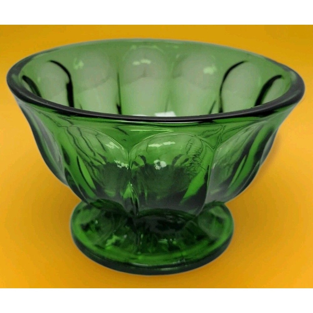 VTG Anchor Hocking Emerald Green Glass Fairfield Footed Candy Dish